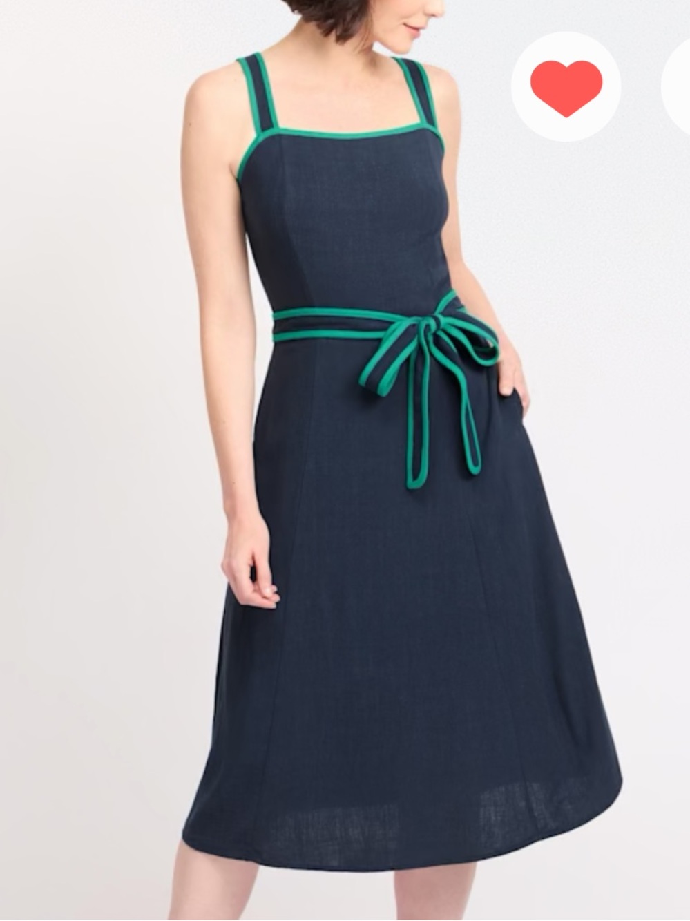 Sleeveless Navy Dress with Teal Trim - Modern Summer Style